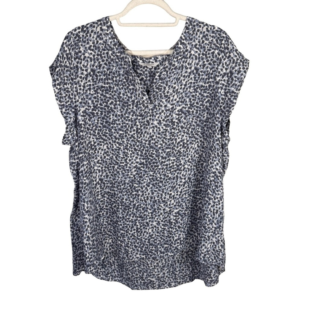 Reitmans Essentials Blue Abstract Patterned Blouse Size 2X Minimalist Business